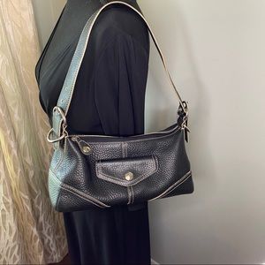 Fossil black leather bag w/ contrast stitching